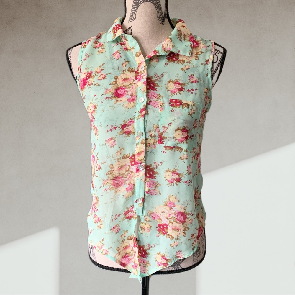Floral tank top blouse SMALL